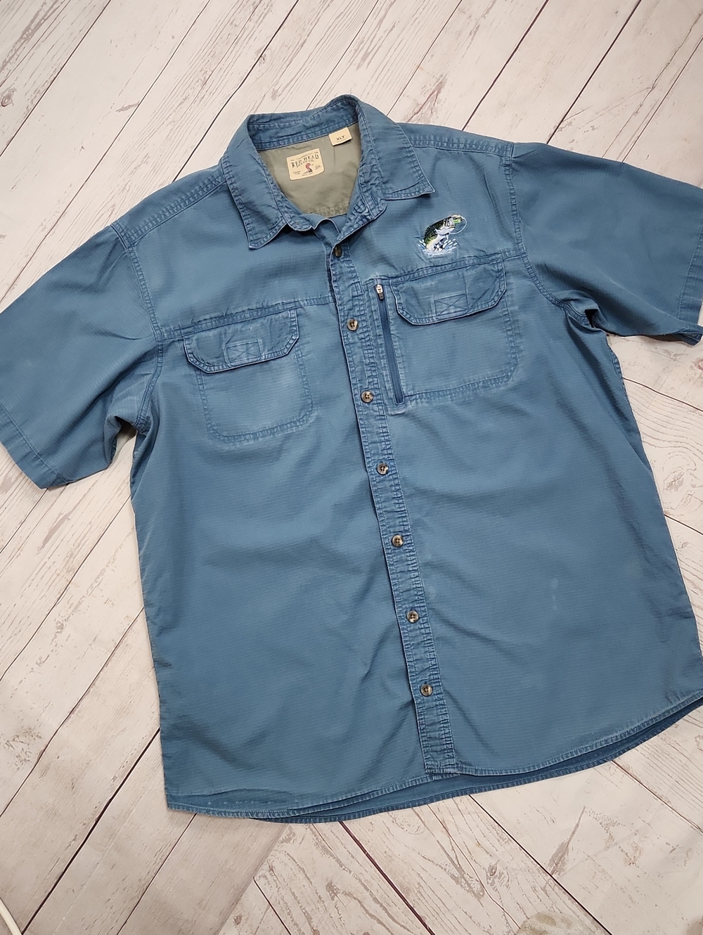 RedHead Slate Blue Short-Sleeve Button-Down Fishing Shirt
